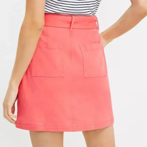 NWT LOFT Utility Pocket Skirt in 'Hothouse' Orange/Pink Size 14 - Picture 3 of 12